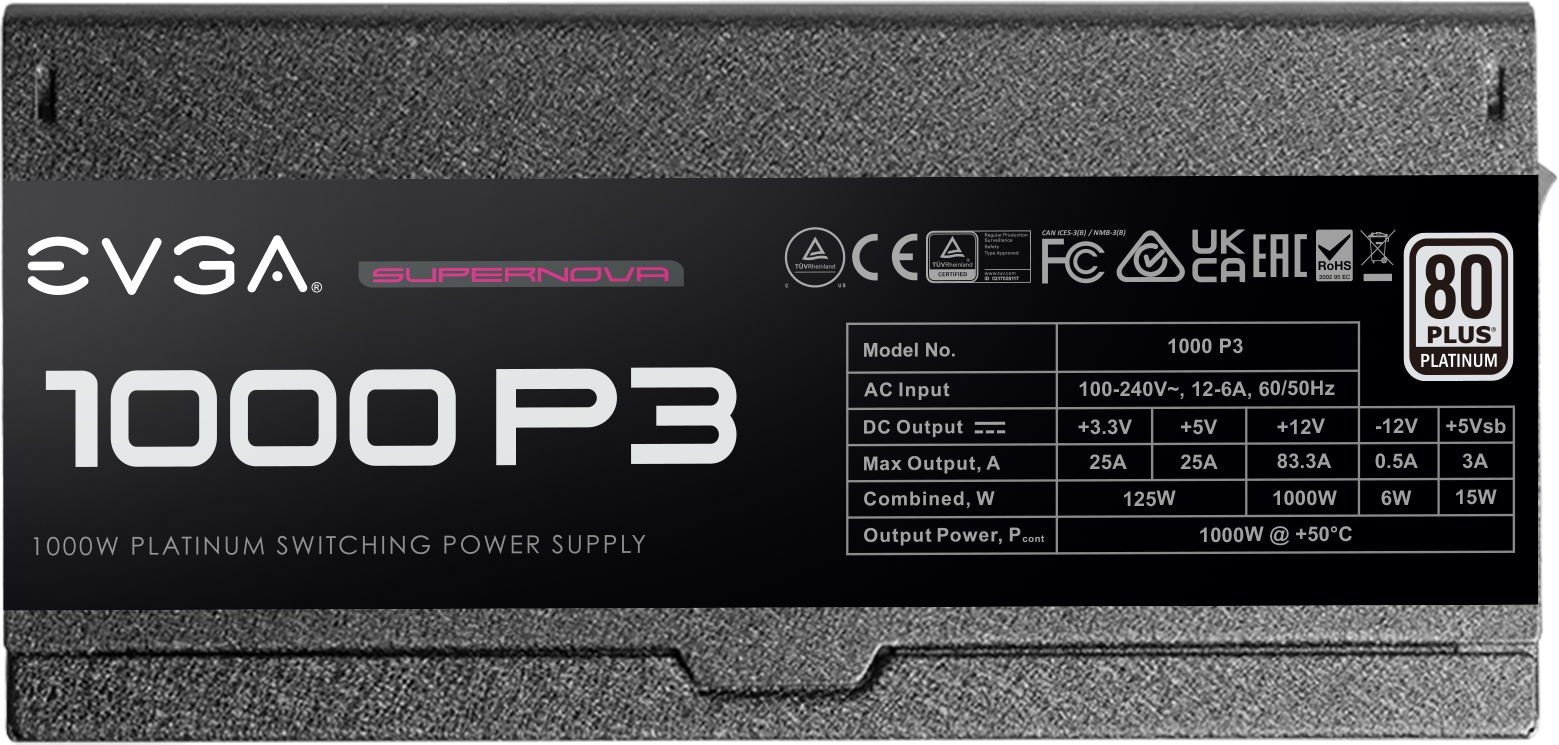 Блок живлення EVGA Supernova 1000 P3 80 Plus Platinum Black, фото №2