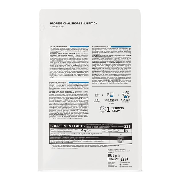 Креатин Ostrovit Creatine 1000g Orange, фото №2