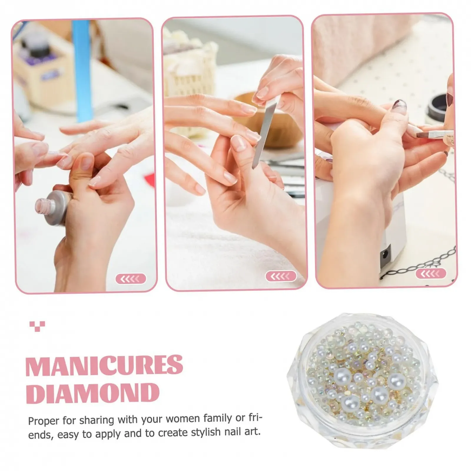 Жемчуг для ногтей Mikinona, 4 коробки, перламутровые стразы, декоративные жемчужные пуговицы, подвески из жемчужных бусин для ногтей, декоративный жемчуг для волос, пуговицы со стразами, смола, фото №8