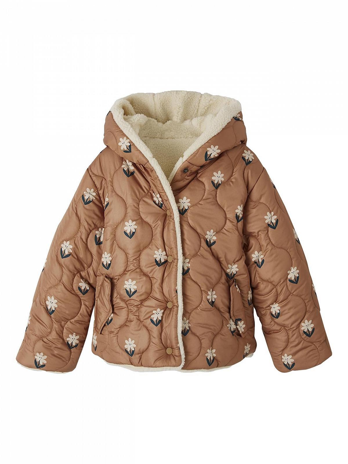 Куртка стеганная Vertbaudet Девочка с капюшоном двухсторонняя из Teddyfleece, утеплитель переработанный полиэстер, фото №1