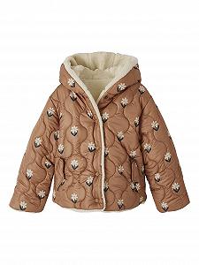 Куртка стеганная Vertbaudet Девочка с капюшоном двухсторонняя из Teddyfleece, утеплитель переработанный полиэстер - Фото 1