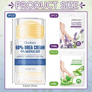 Набор для ухода за ногами Foot Care Set крем с мочевиной 60% 40 г и 4 пары масок-носочков synthetic.ua - Фото 1