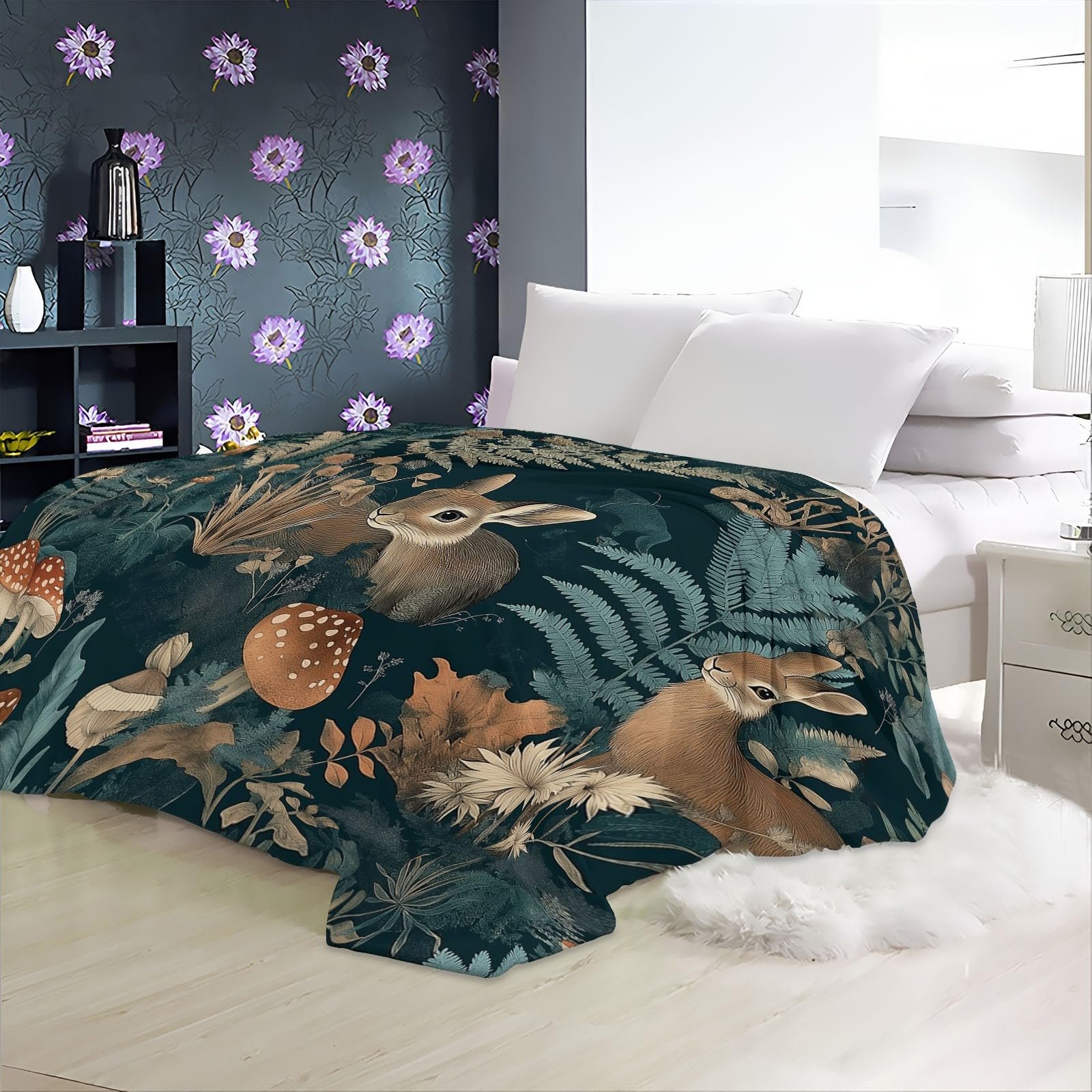 Плед Фланелевий М'який Пухнастий Кролик Гриб Коричнево-зелений 180 x 220 см, фото №6