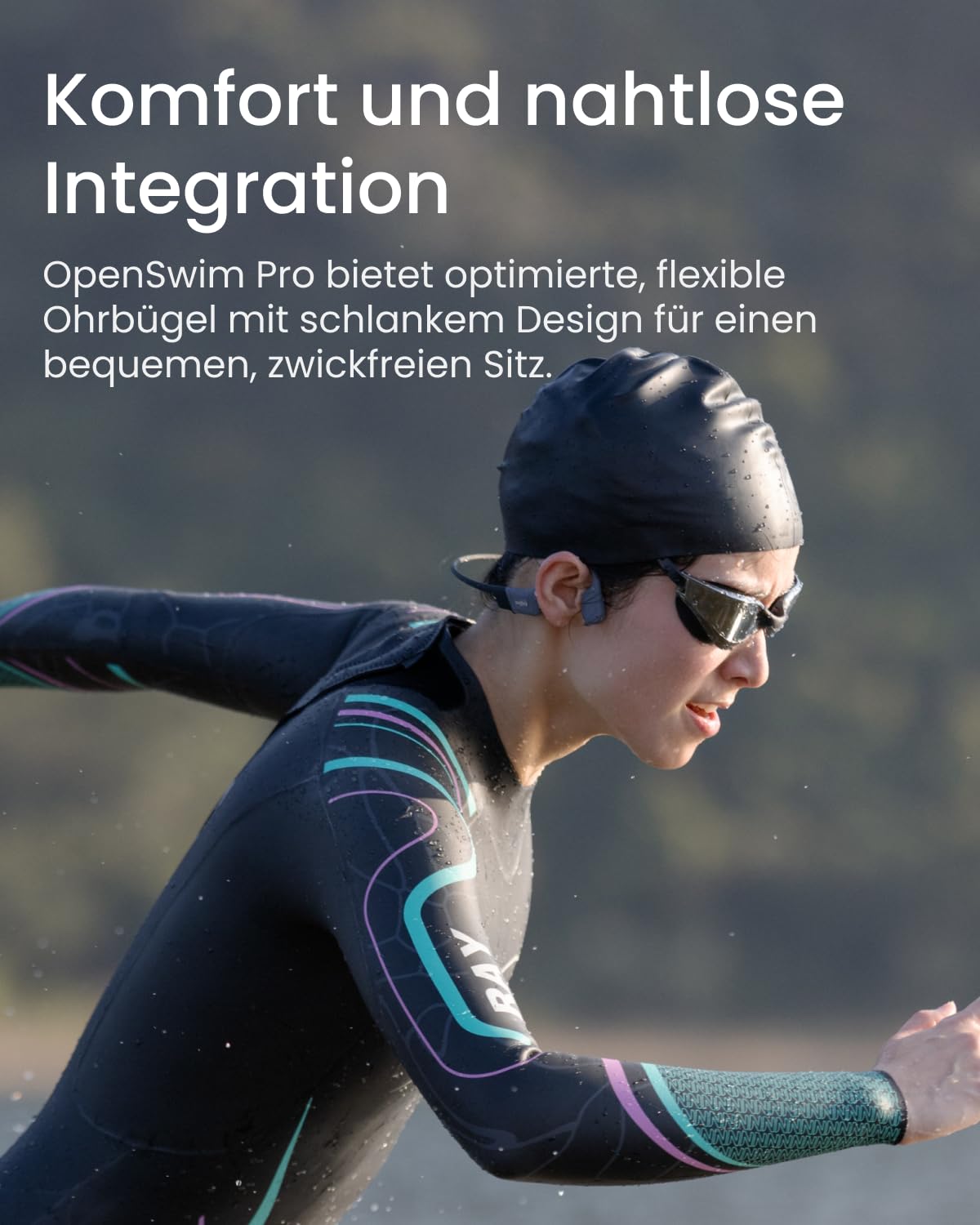 Навушники SHOKZ OpenSwim Pro Спортивні Кісткова Провідність Бездротові Відкриті Bluetooth 5.4 Водонепроникні IP68 Пам'ять MP3 32 ГБ Шумозаглушення Чорні, фото №5