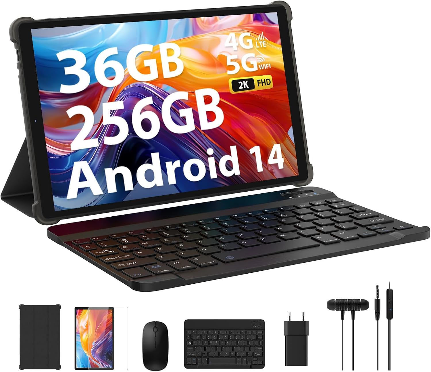 Планшет 10.4" Foruser P107 12+24/256Gb 4G 2-SIM 8 ядер Android 14 8000 mAh Чорний, фото №1