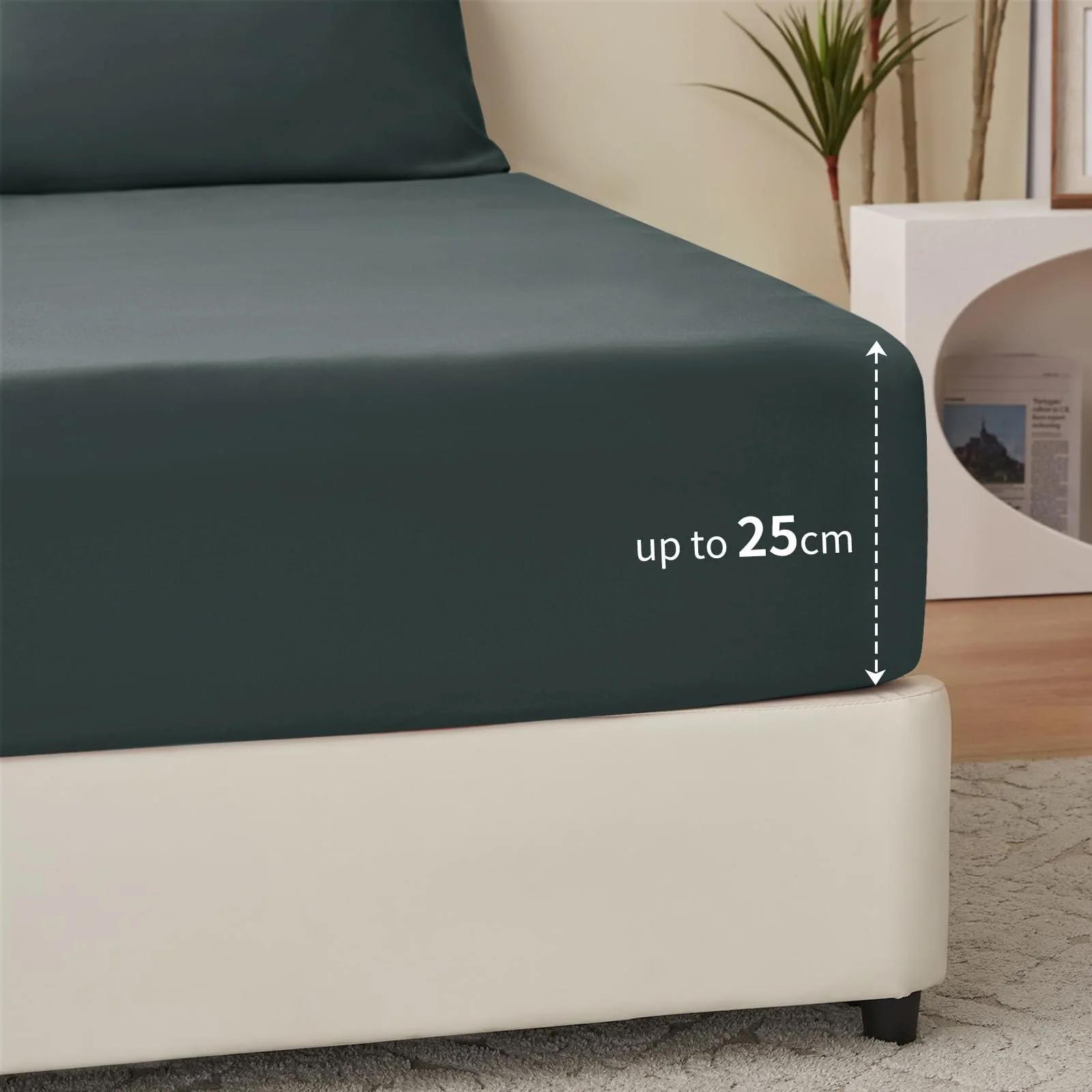 Простыня на резинке RUIKASI Microfibre, Oeko Tex, постельное белье, глубокий карман 30 см, антрацитово-серый, 180 x 200 см, фото №6