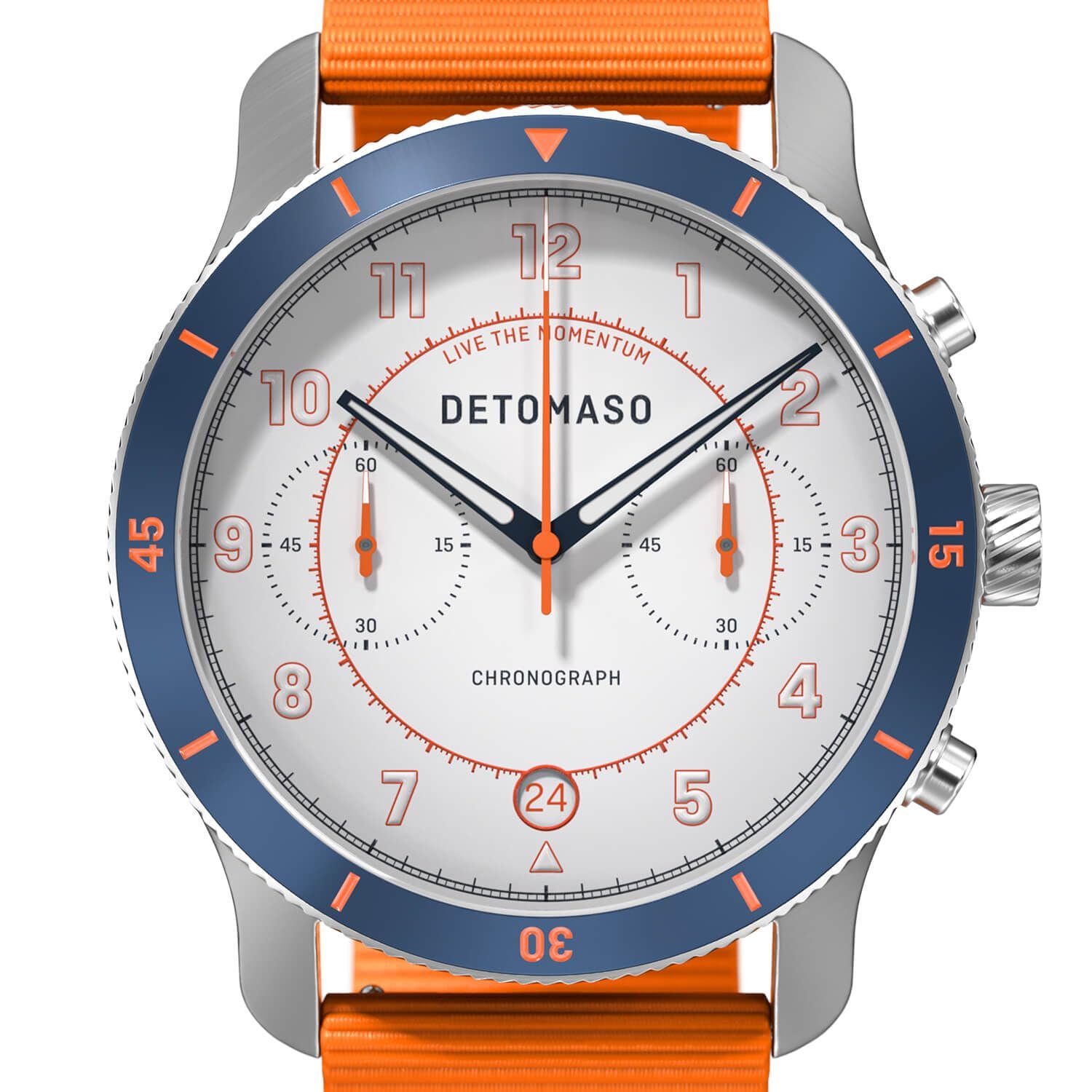 Годинник DeTomaso Venture Chrono LE Білий Синій чоловічий аналоговий кварцовий ремінець помаранчевий, сріблястий, шнурок, фото №5