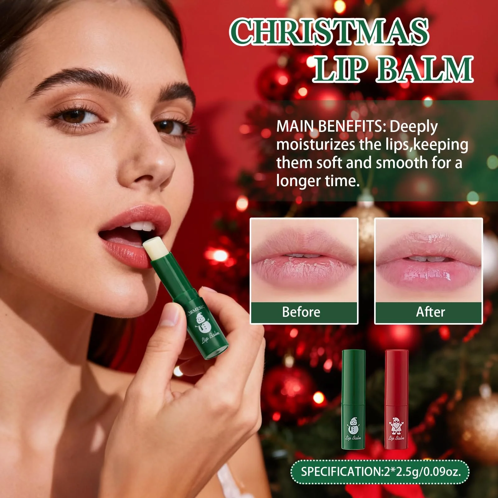 Набор кремов для рук Christmas, 2 крема для рук + 2 бальзама для губ + 2 крема для ног Christmas, увлажняющий, унисекс, фото №3