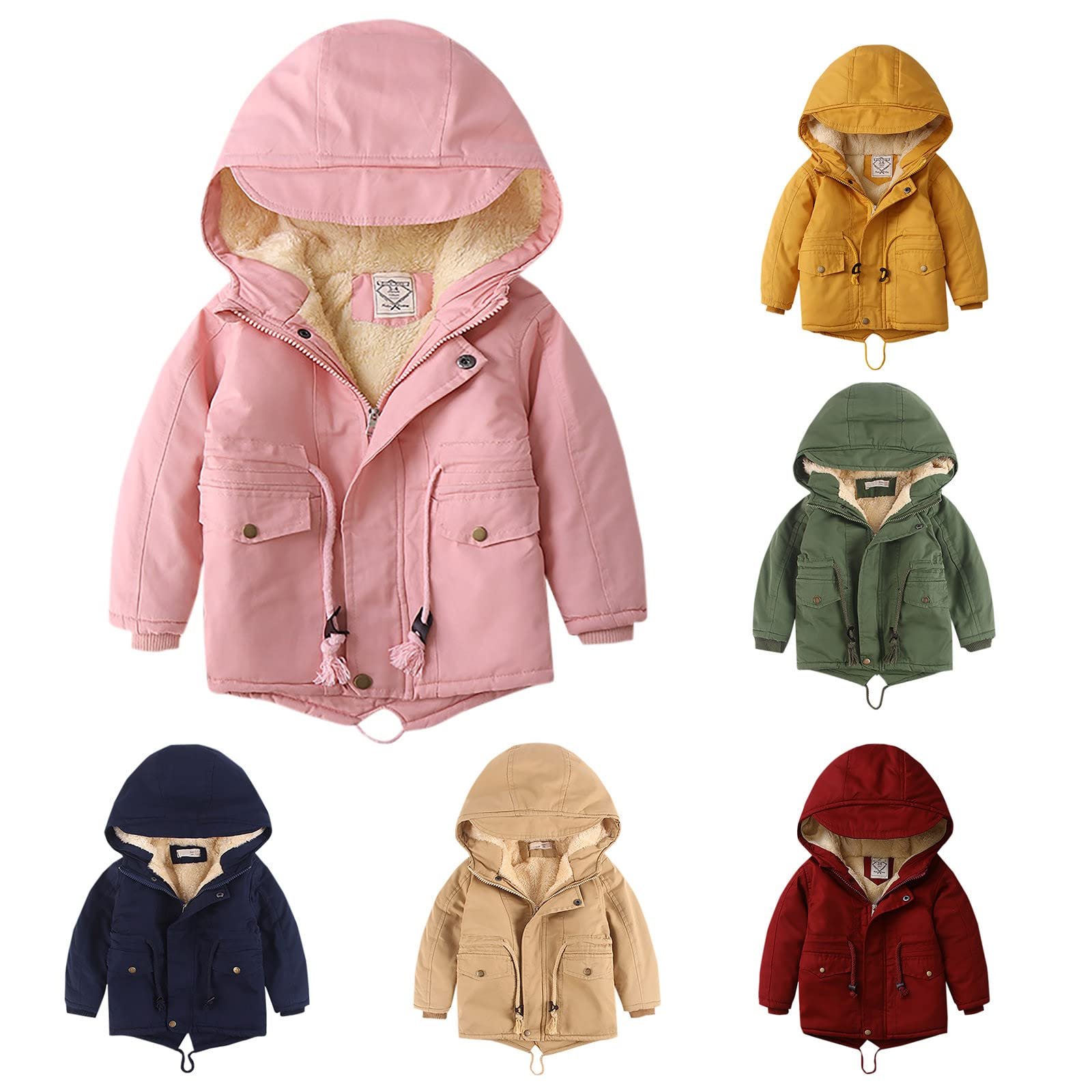 Зимняя парка для девочки Ybing, теплая флисовая куртка, зимняя куртка с подкладкой шерпа, повседневная однотонная зимняя куртка со шнурком, куртка на молнии с капюшоном, куртка для активного отдыха, фото №2