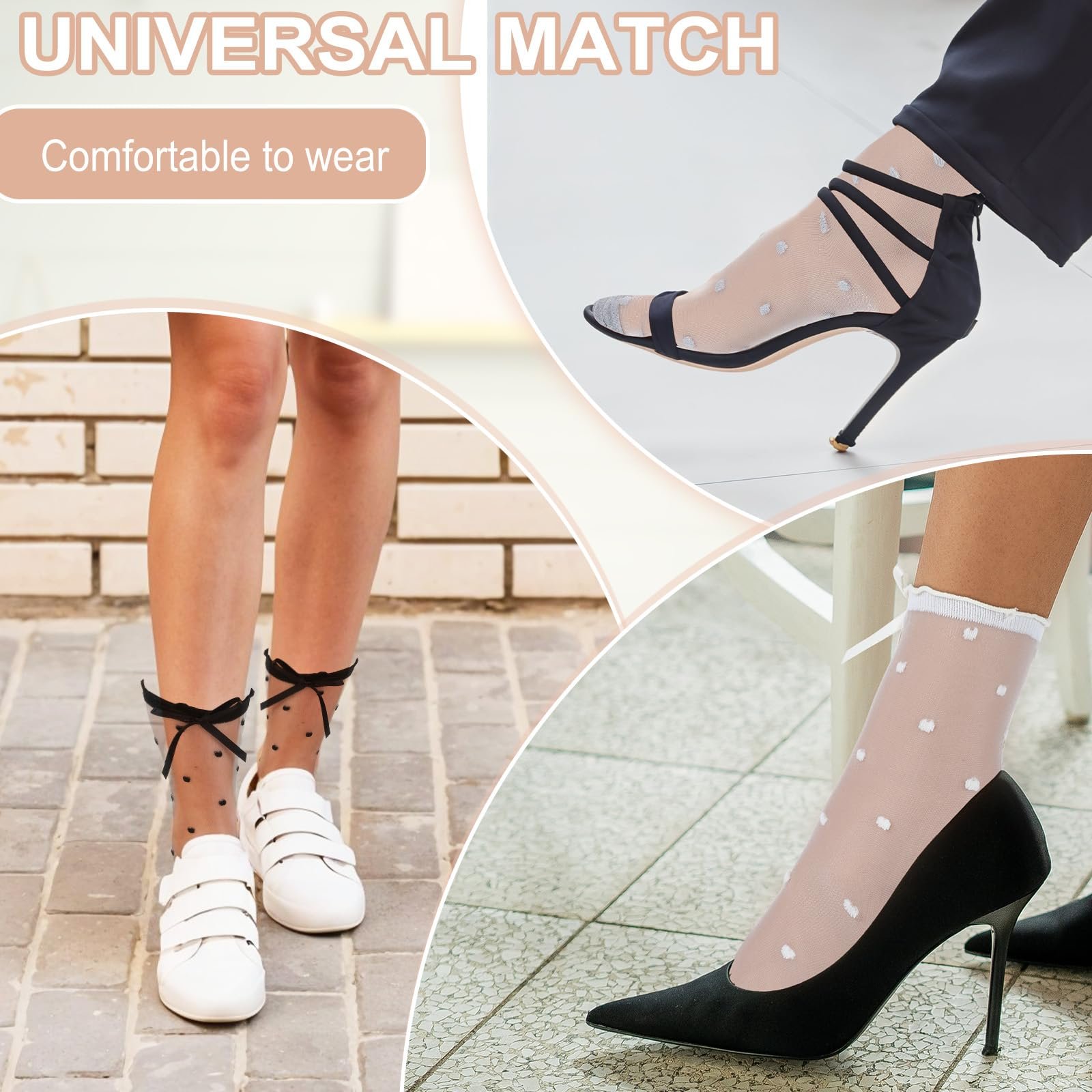 Носки Прозрачные с Бантом, 3 пары, фото №5