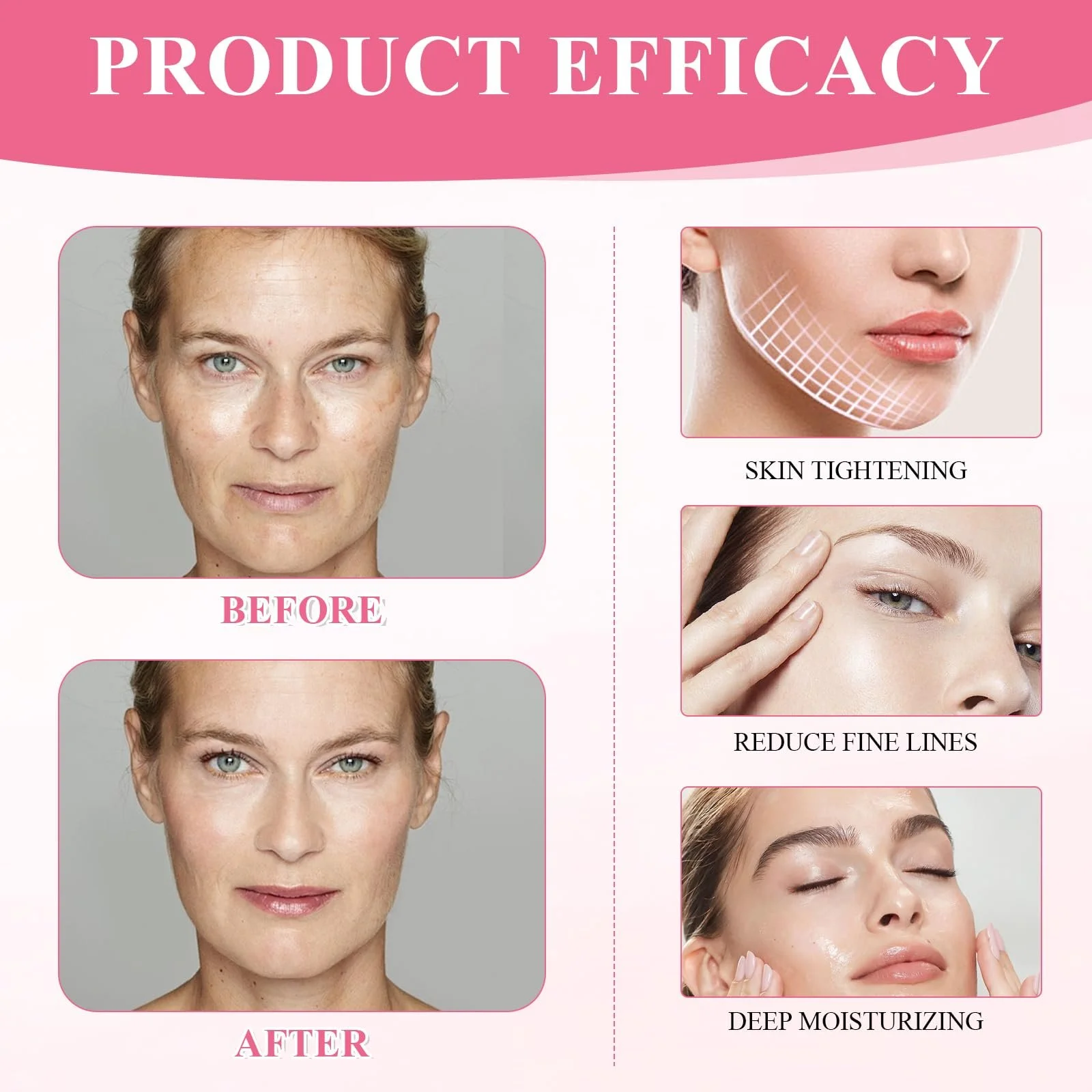 Патчі проти зморшок для обличчя, зволожуючі, покращують стан шкіри, підходять для чола, очей, щік та інших ділянок, фото №6