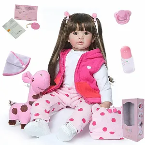 Кукла ZIYIUI 60 см Reborn Soft Vinyl Silicone Long Hair Newborn - Фото 1