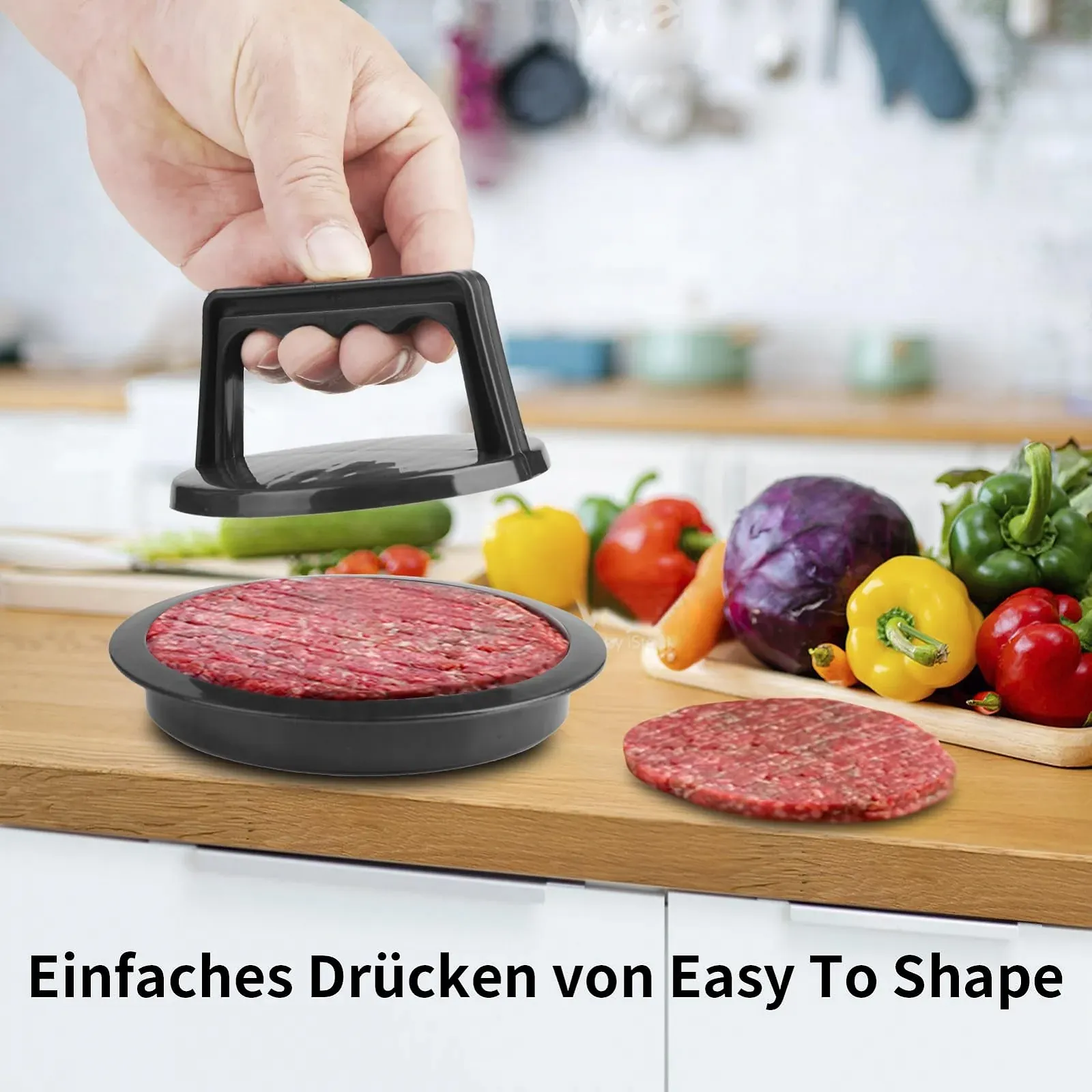 Пресс для бургеров Burger Maker Пластиковый Набор из 2 шт. Черный, фото №4