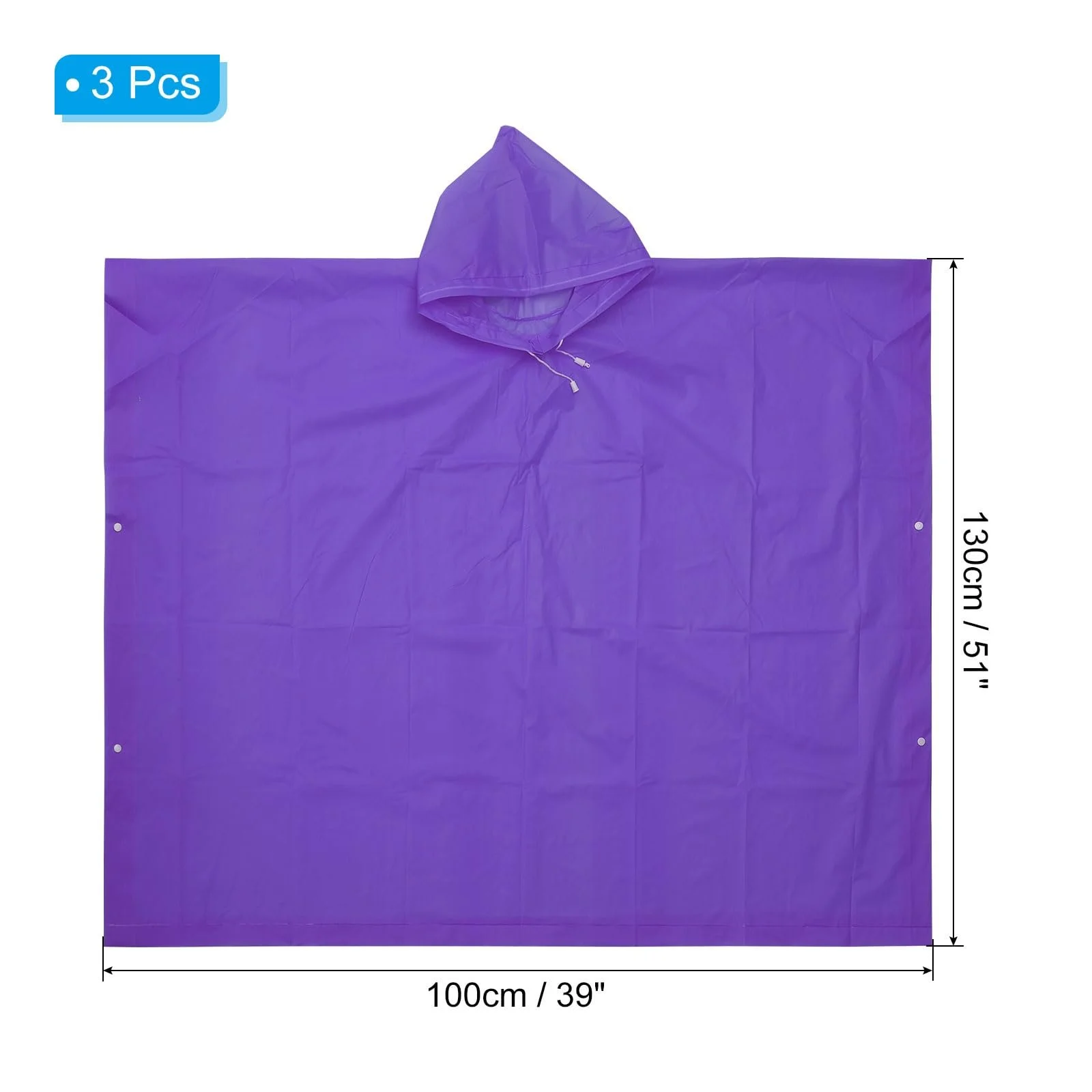 Пончо дощове PATIKIL 3 шт. EVA, фіолетовий, фото №2