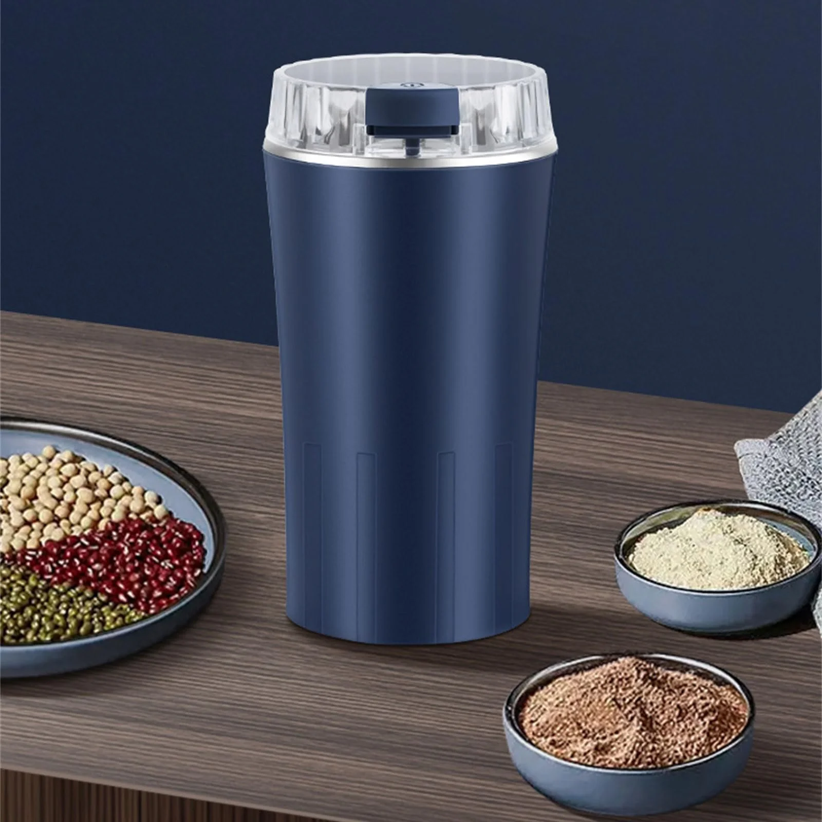 Измельчитель Компактный 250 мл для кофе, лекарств и специй с прозрачной крышкой и щеткой для чистки. Простая с нержавеющим сверлом, фото №3