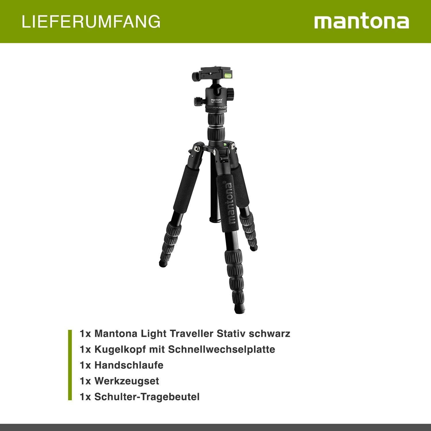 Штатив Mantona Light Traveller 131,5 см Чорний (21965), фото №3