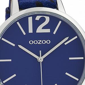 Женские часы Oozoo C10195 с кожаным ремешком с леопардовым принтом Animal Print Colours of Africa 43 мм синий, серебристо-синий, ремешок. synthetic.ua - Фото 1