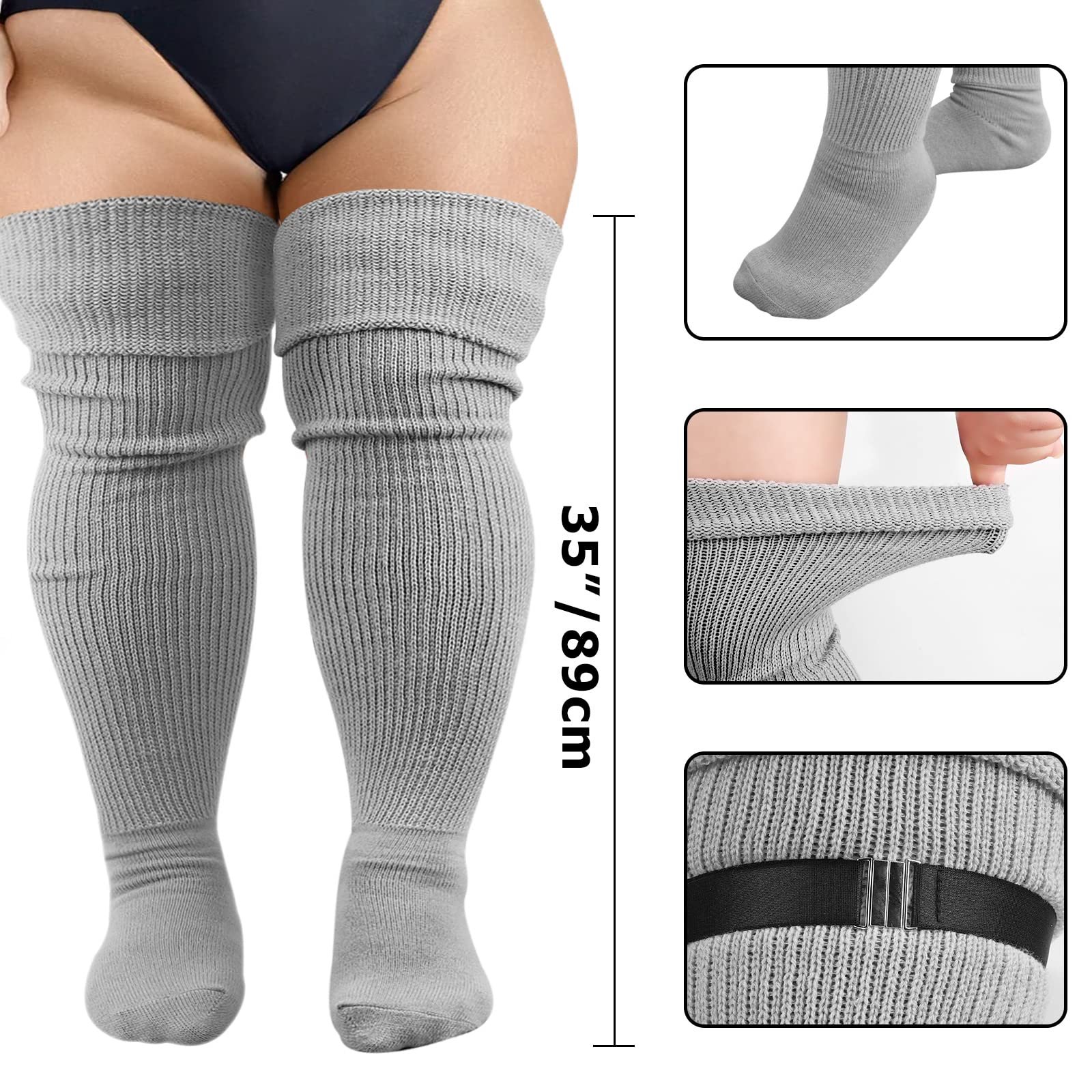 Женские носки DRESHOW Plus Size выше колена, очень длинные носки-ботфорты, гетры, фото №6