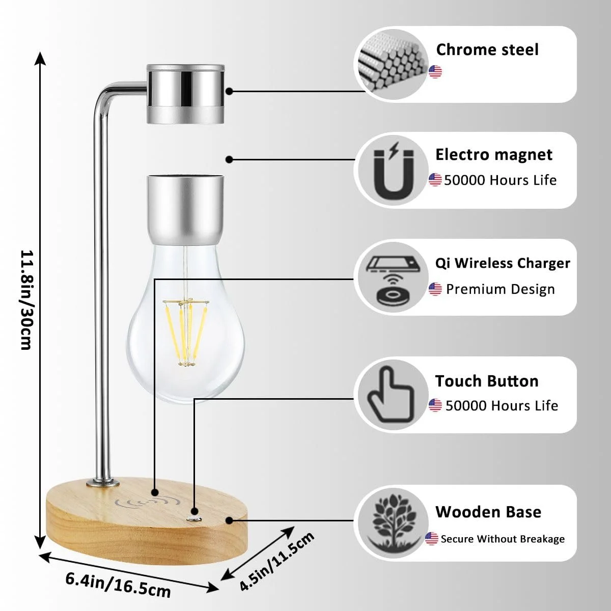Настільна лампа UVEHAS Magnetic Floating LED з бездротовою зарядкою, фото №3