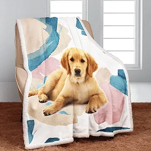 Одеяло Sherpa Zomer 150 x 200 см, уютное одеяло, пушистое одеяло, микрофибра, очень мягкое, теплое зимнее флисовое одеяло для дивана / телевизора с мотивом золотистого ретривера synthetic.ua - Фото 1