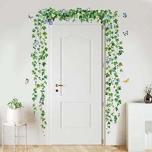 Наклейка на стіну SHUHCING Звисаюча лоза Плющ 2 штуки 30 x 90 см Зелений - Фото 1