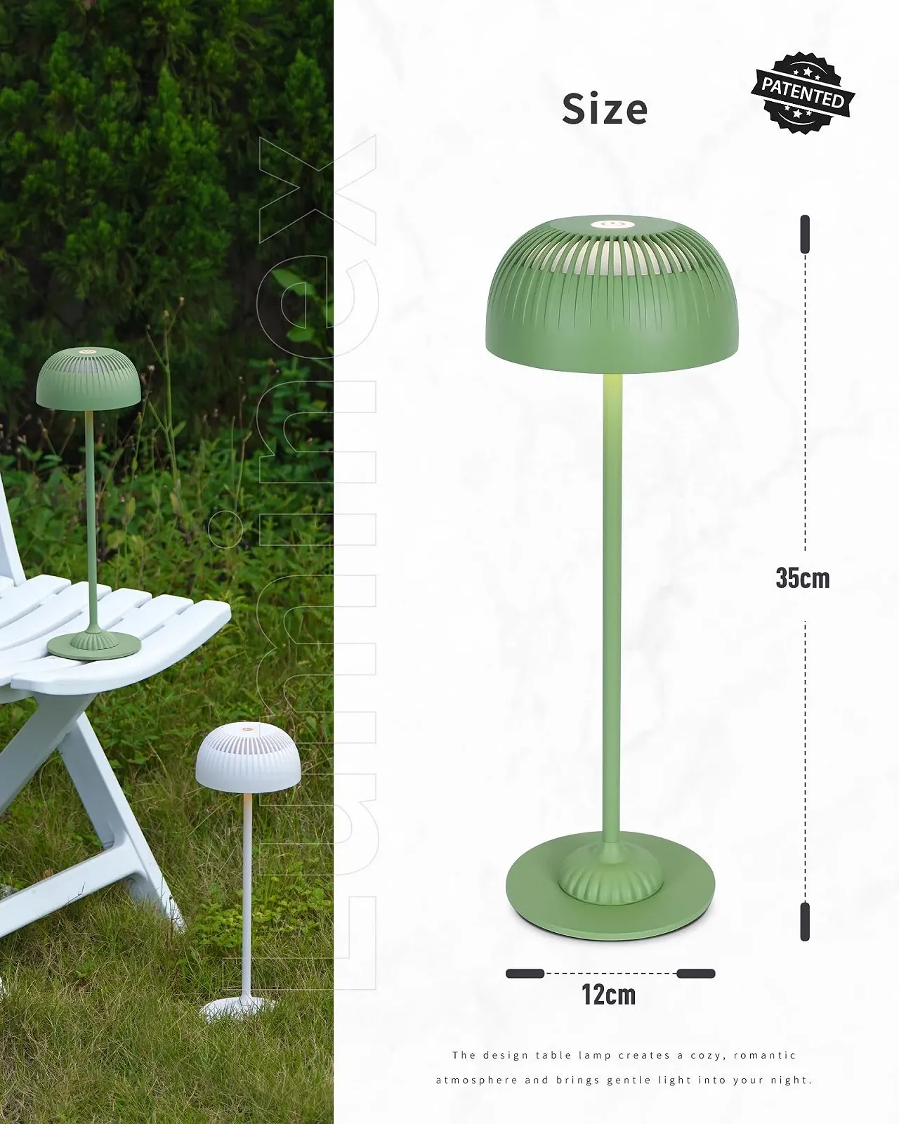 Настільна лампа Акумуляторна сенсорна регульована яскравість 5200 мАг 3 режими світла IP54 2 шт. Зелений, фото №9