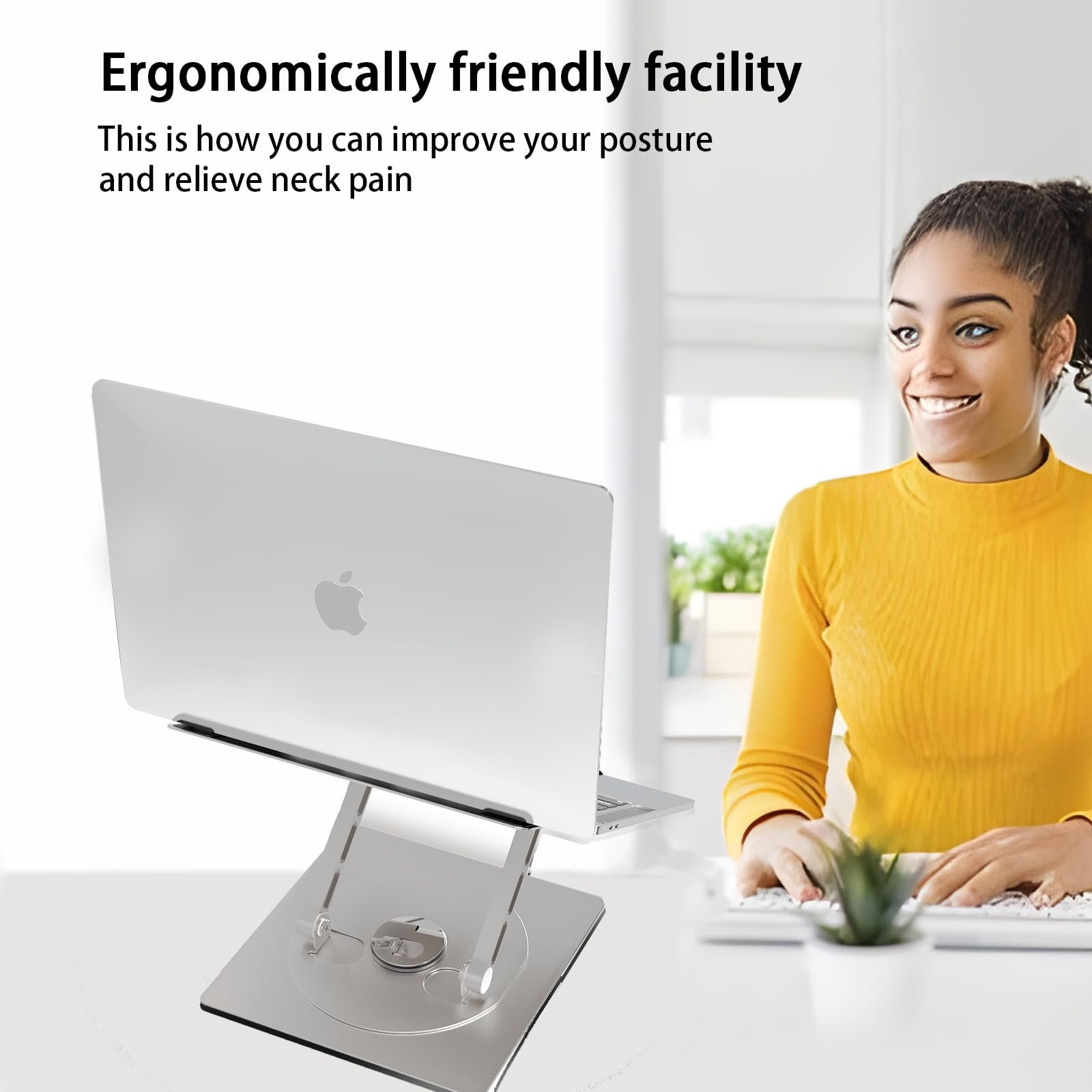 Підставка для ноутбука Shefor, обертова основа 360, регульована по висоті, міцна алюмінієва, фото №5