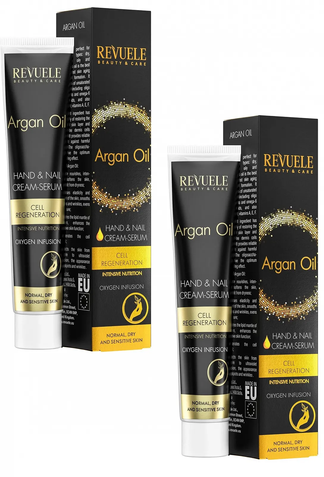 Крем-сироватка для рук та нігтів REVUELE Argan Oil 2 x 50 мл, фото №1