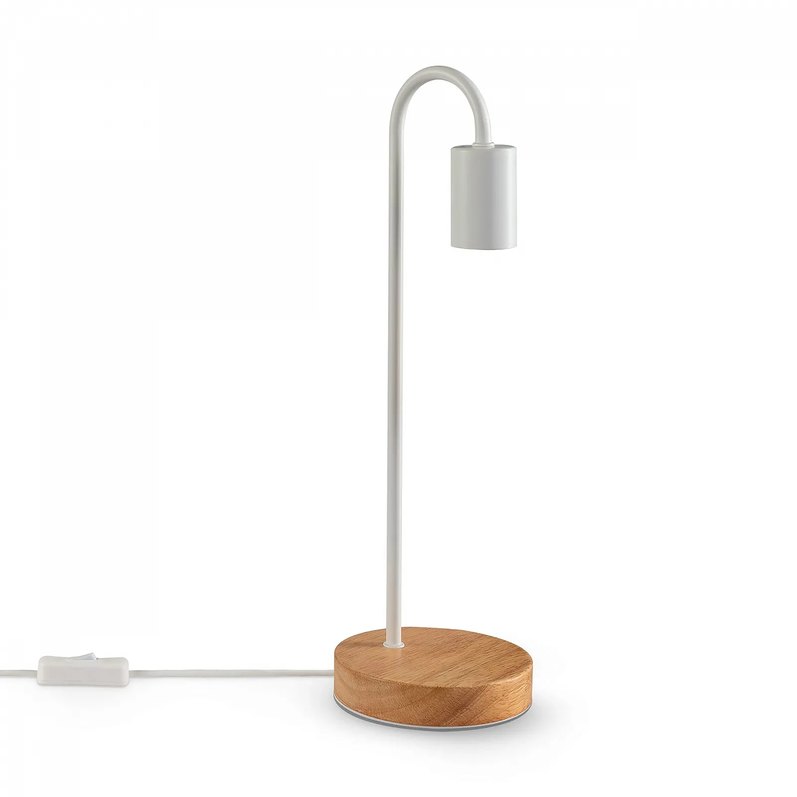 Настільна лампа Paco Home Minimalist Scandinavian E27 E14 з дерев'яною основою Біла, фото №1