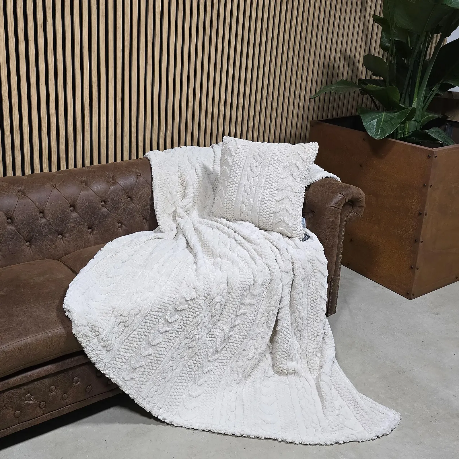 Покривало В'язане Quantum Interior by Maxland Пряжа XXL М'яке Бежевий, приблизно 150 x 200 см, фото №5