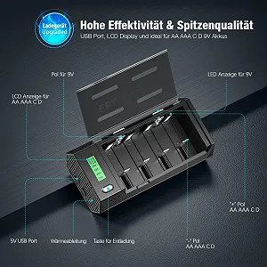 Зарядний пристрій Універсальний EBL 908 AA/AAA/Baby C/Mono D/9volt Block/NiMH/NiCD synthetic.ua - Фото 1