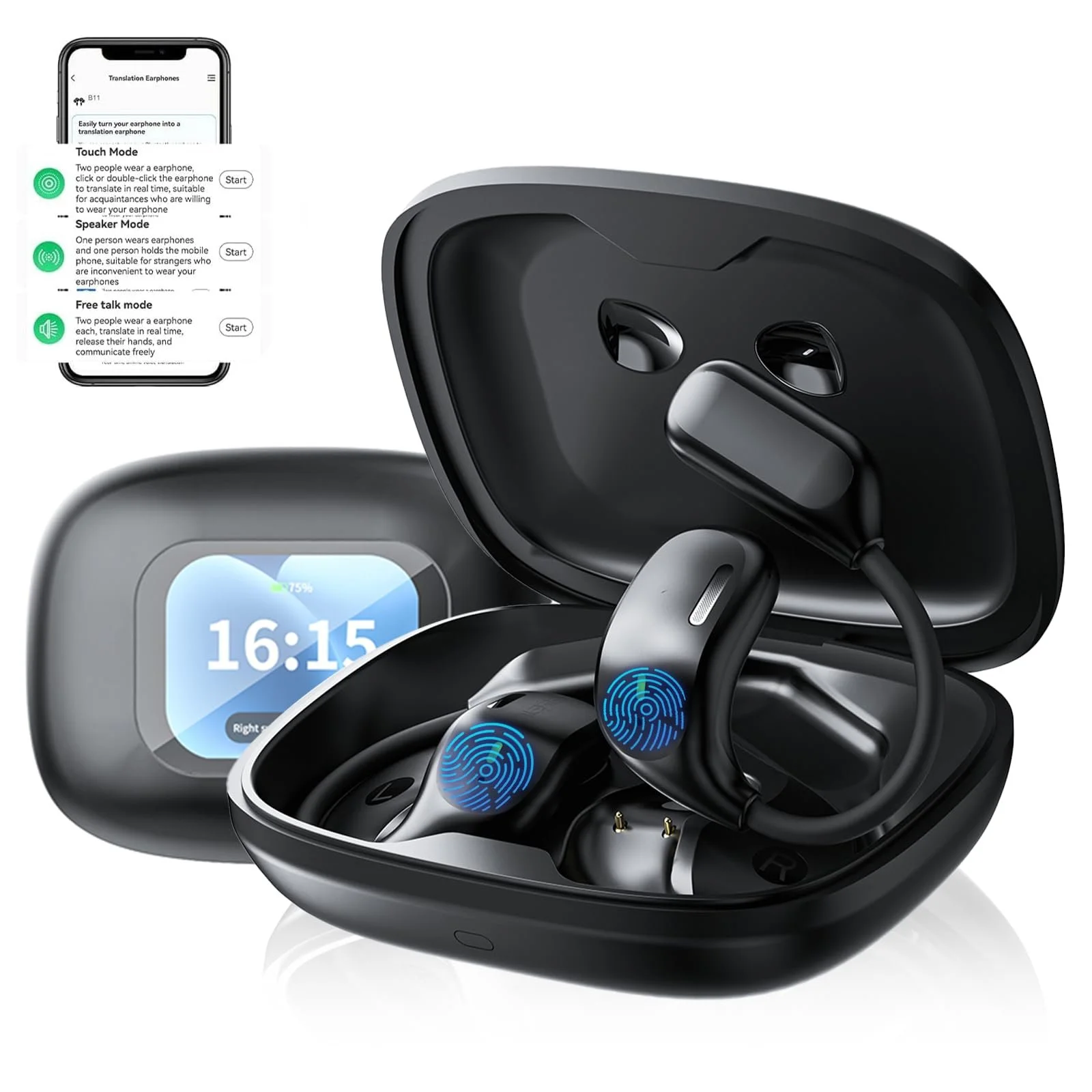 Навушники-перекладачі WingFly AI, пристрій для перекладу 134 мовами з додатком, фото №1