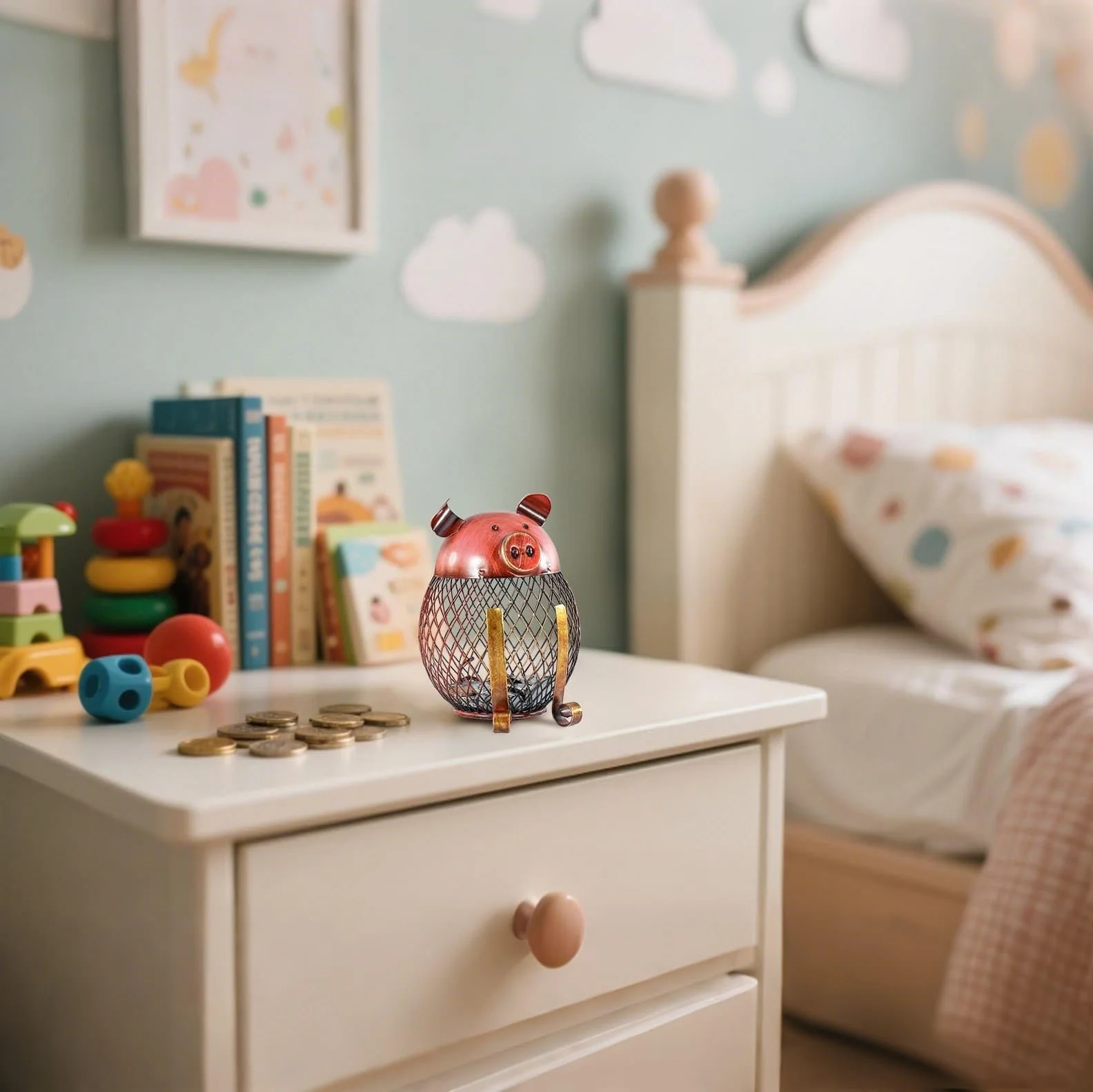 Скарбничка Vintage ретро залізна небитка цегляно-червона, фото №7