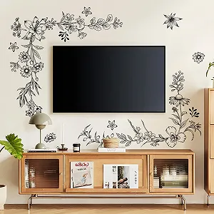 Наклейка на стіну Tanlaby Flowers 9 аркушів 33 шт. Чорно-біла synthetic.ua - Фото 1