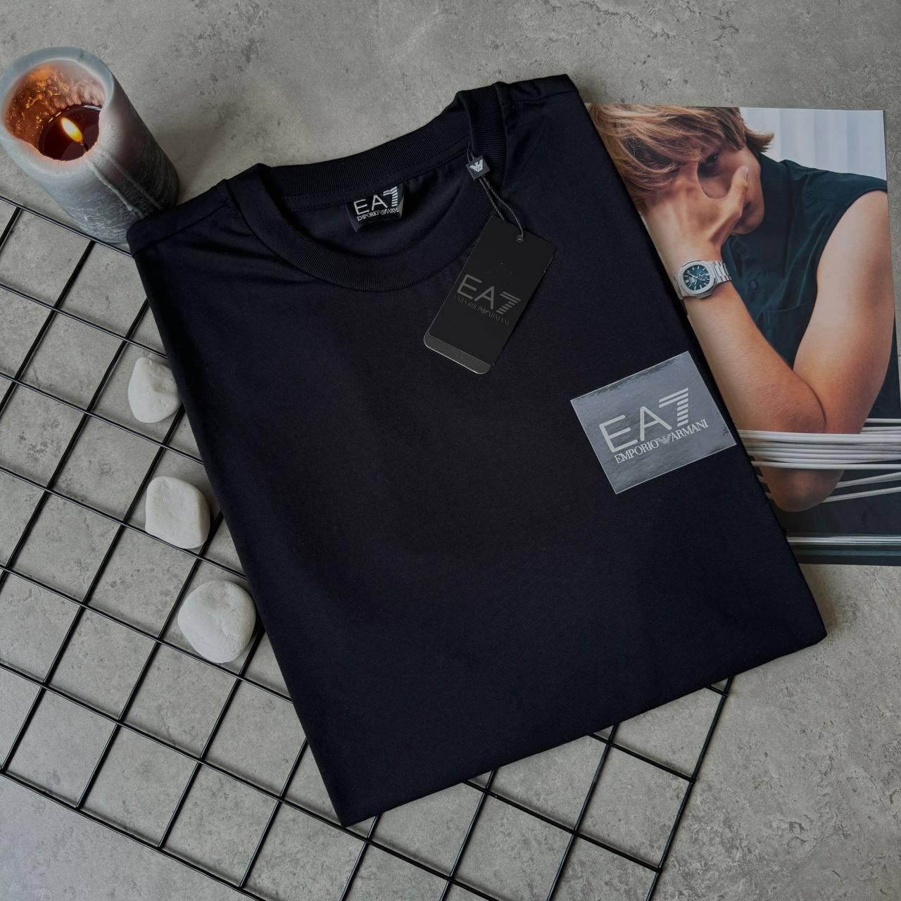 Мужская черная футболка Armani EA7 брендовая Армани ЕА7 модная на лето для мужчины, фото №3