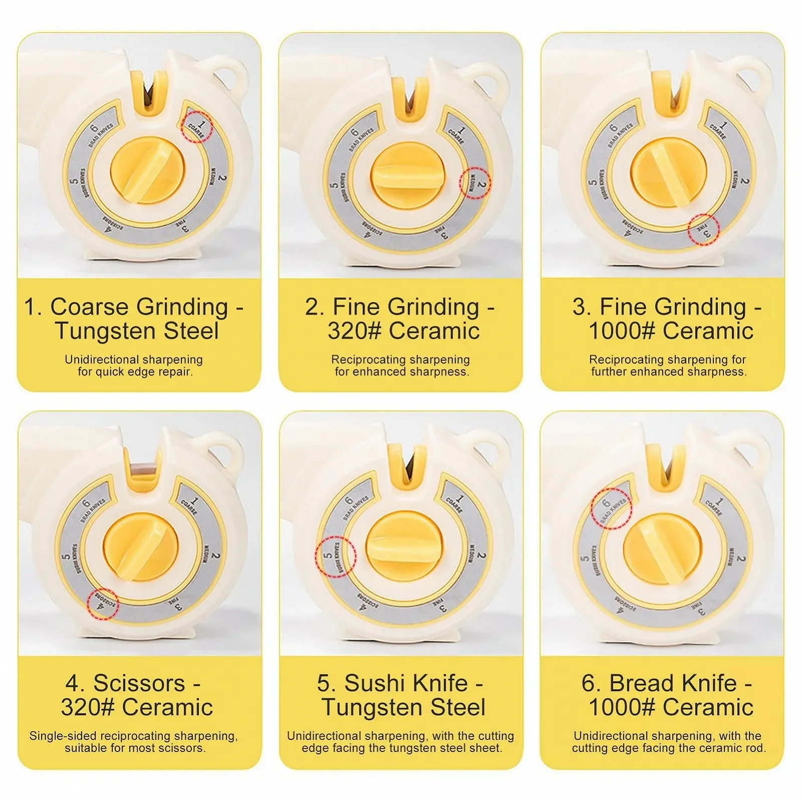 Точило для ножів ручне з нековзною основою та ергономічною ручкою портативне, фото №6