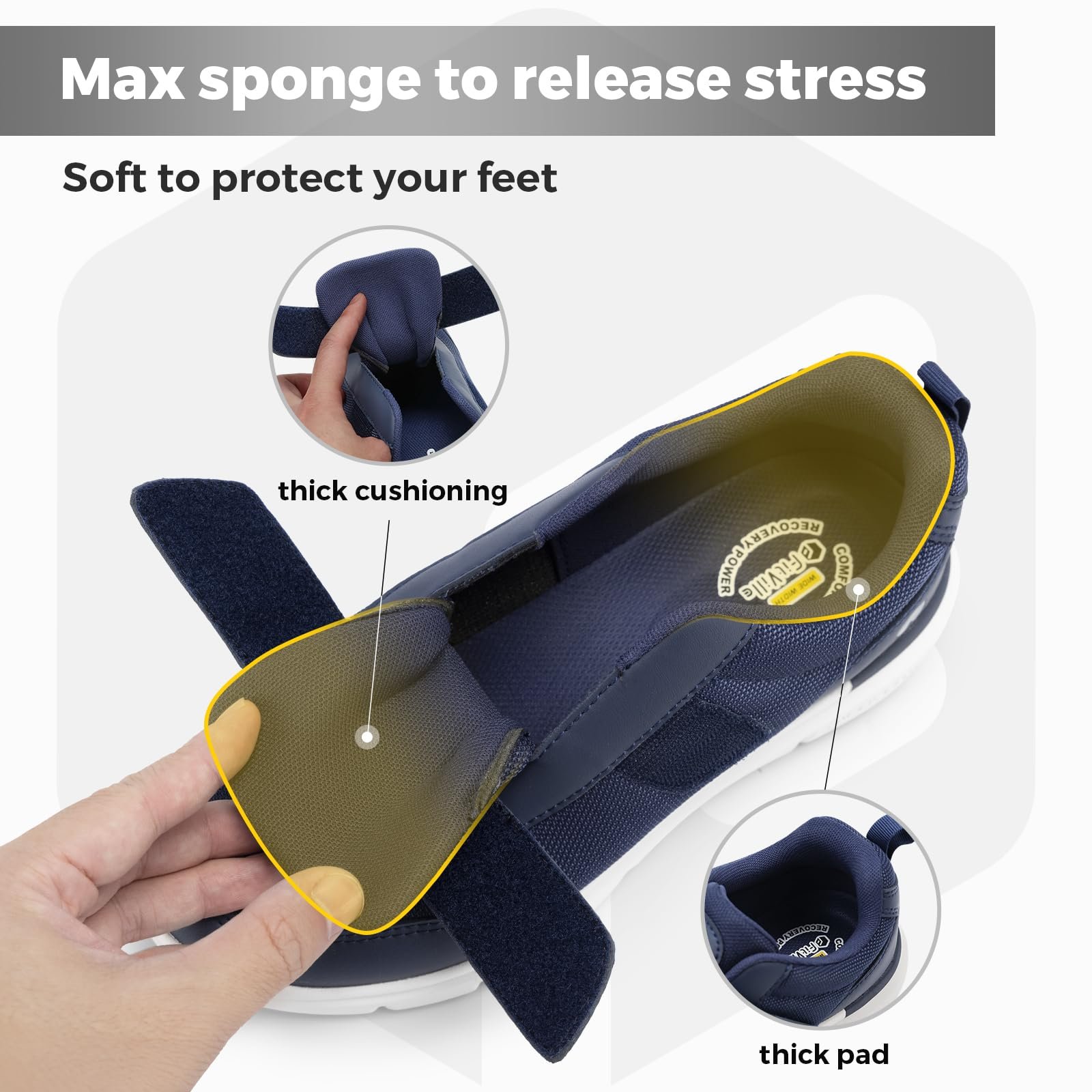 Кросівки FitVille Чоловічі діабетичні надширокі на липучках, фото №6 Кросівки FitVille Чоловічі діабетичні надширокі на липучках, фото №6