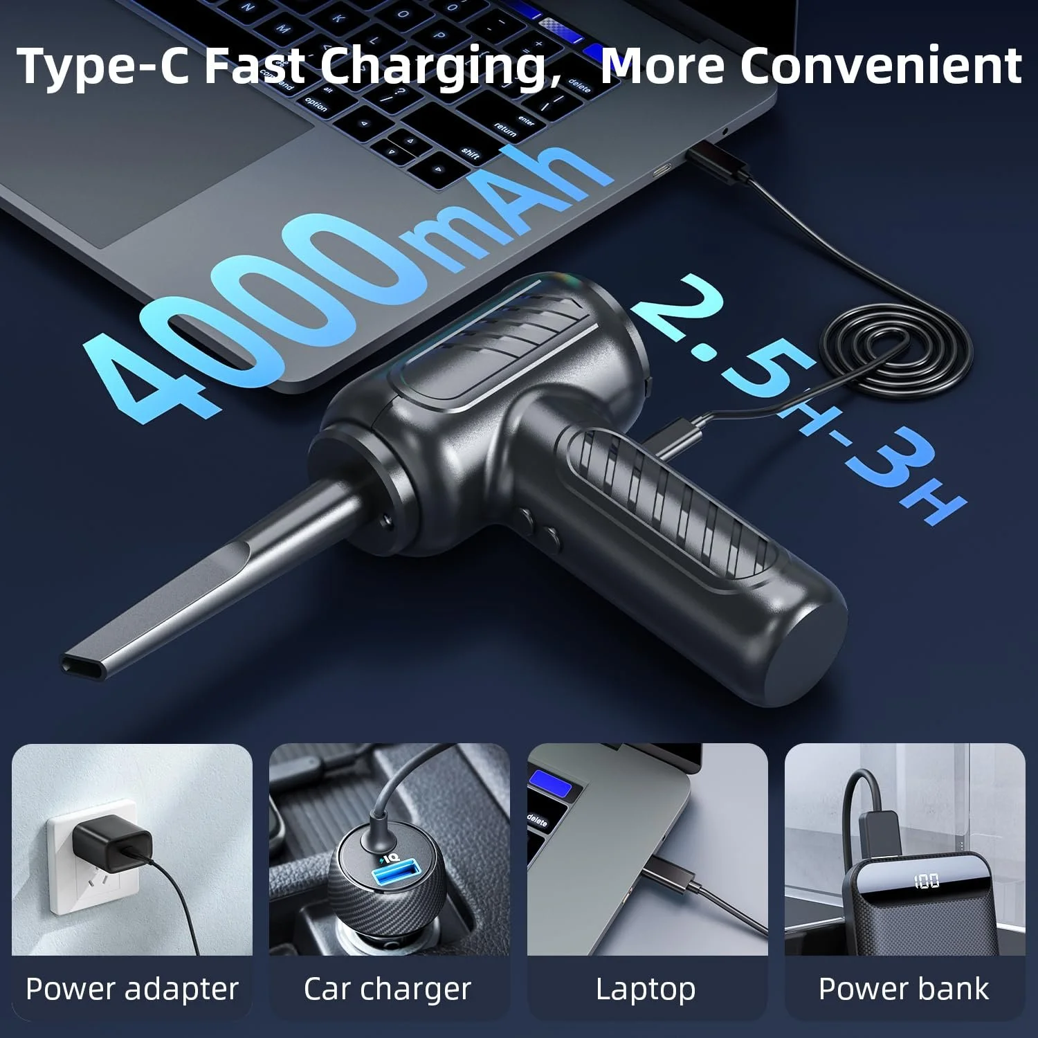 Электрическая воздуходувка VEGREM 110 000 RPM 4000 мАч 2-в-1 14 кПа, фото №5