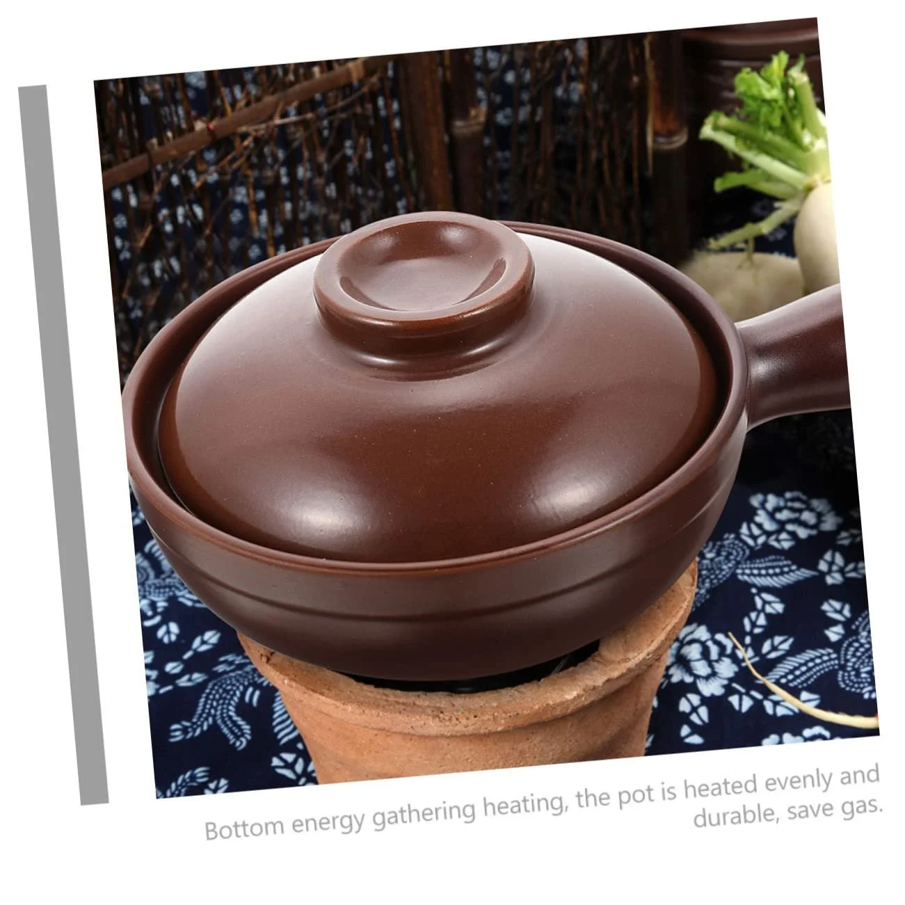 Каструля-сотейник керамічна з бічною ручкою термостійка для бібімбапа та супів, фото №8