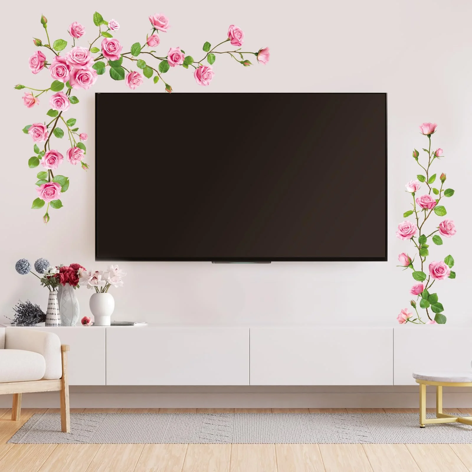Наклейка на стіну SHUCHING Квіти Рожеві троянди Вінілова, фото №1