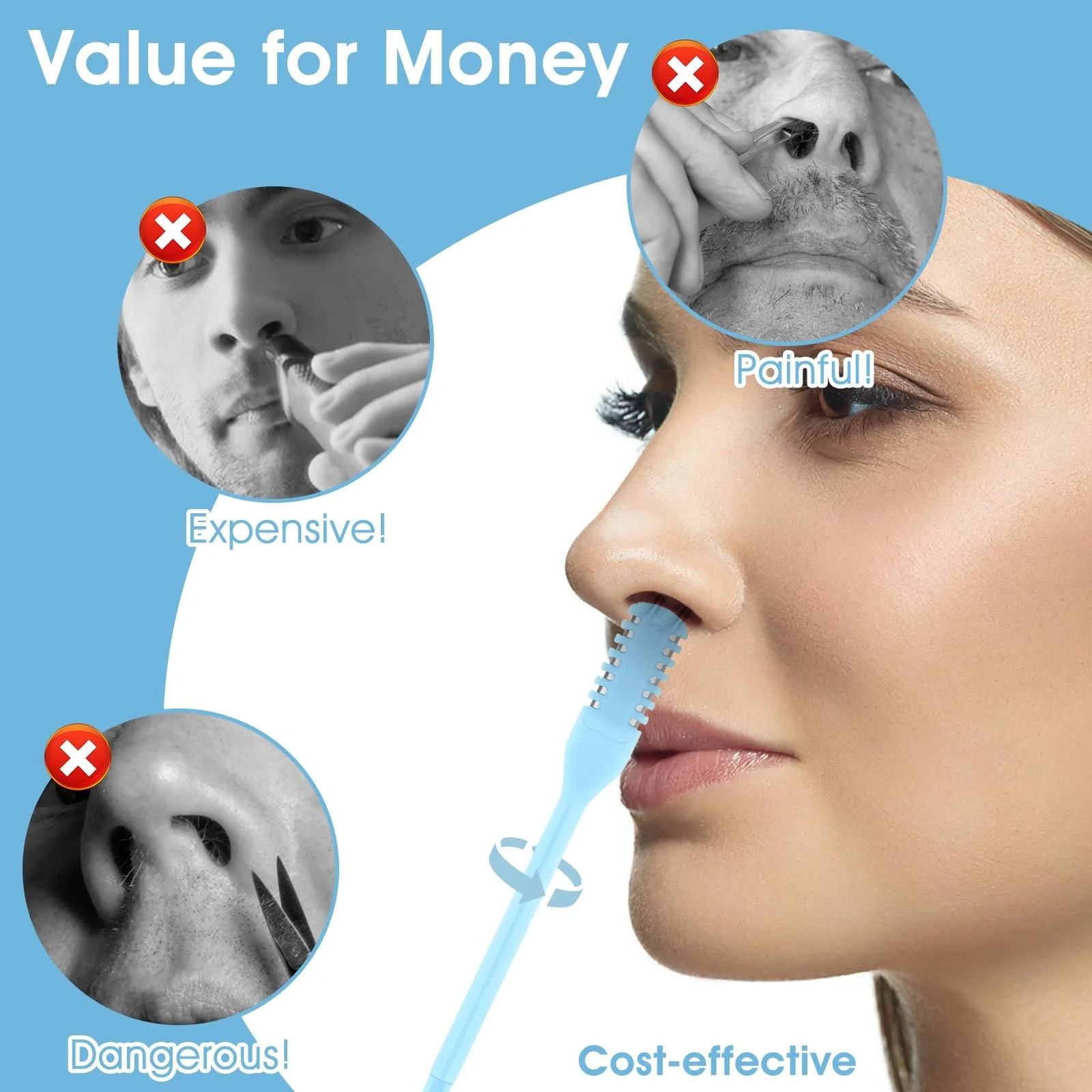 Тример Tyqour 2-в-1 для волосся у носі з двостороннім лезом, фото №6