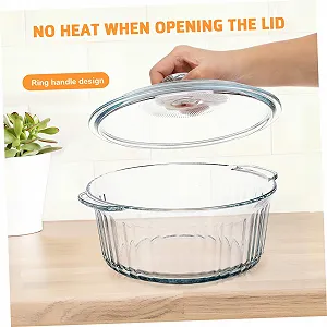 Форма для запекания Cabilock боросиликатное стекло с прозрачной крышкой круглая глубокая прозрачная synthetic.ua - Фото 1