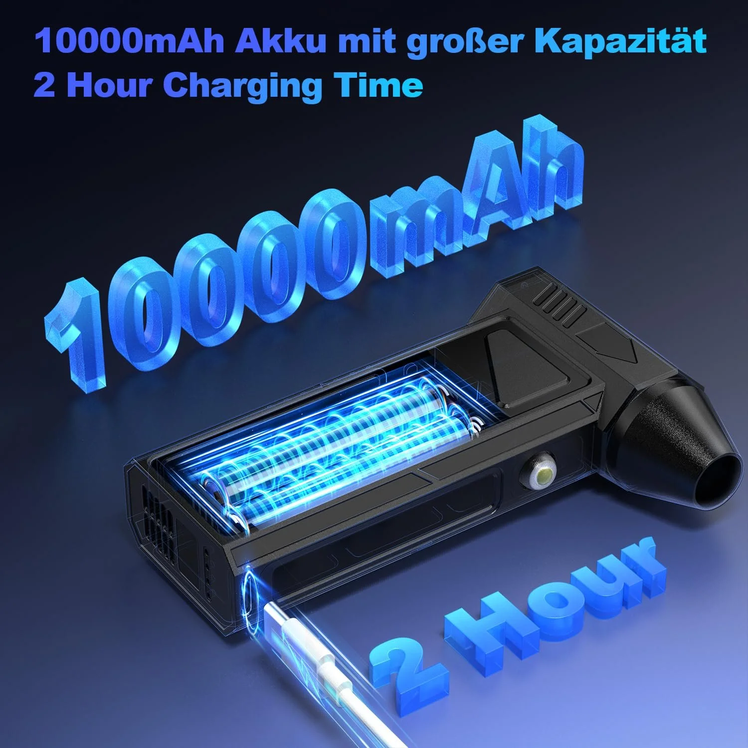 Мини-воздуходувка и пылесос 2 в 1 HSSNS Аккумуляторная 150000 об/мин 4 скорости 10000 мАч, фото №6