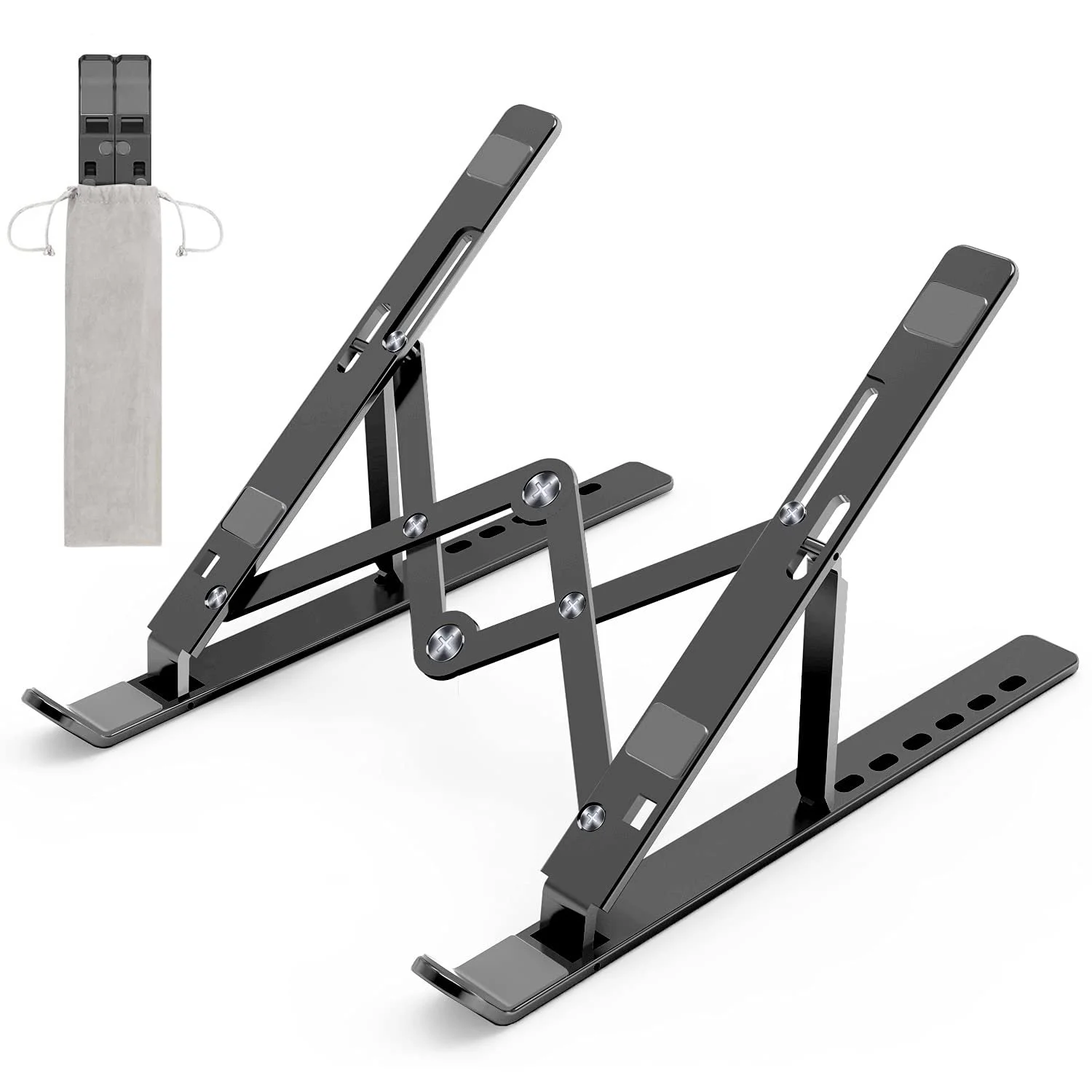 Підставка для ноутбука, складана алюмінієва, регульована по висоті, вентильована охолоджуюча для MacBook Pro/Air, HP, Sony, Dell, всіх 10-15.6 дюймових ноутбуків, планшетів, чорна, фото №1 Підставка для ноутбука, складана алюмінієва, регульована по висоті, вентильована охолоджуюча для MacBook Pro/Air, HP, Sony, Dell, всіх 10-15.6 дюймових ноутбуків, планшетів, чорна, фото №1