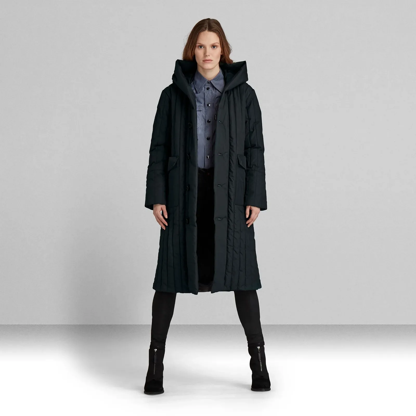 Жіноча куртка G‑Star Long Puffer Vertical Quilted Jacket - S, фото №1