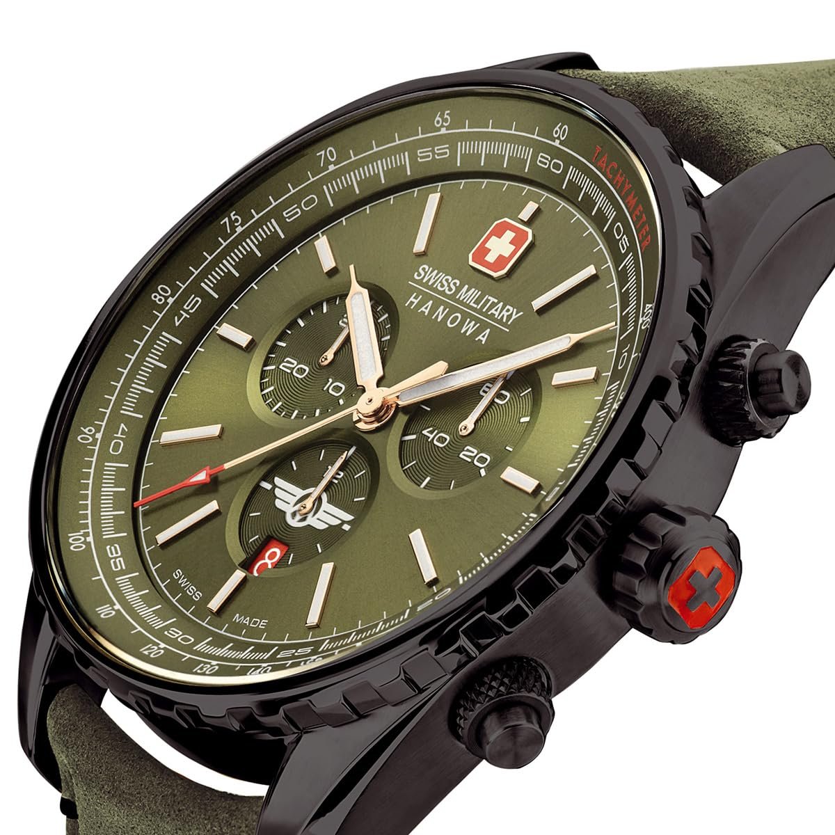Чоловічий годинник Swiss Military Hanowa Afterburn Chrono з ремінцем з натуральної шкіри або металевим ремінцем, дата, сапфірове скло, фото №5