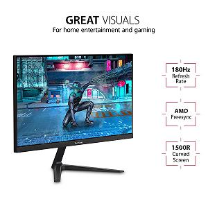 Монітор Viewsonic VX2418C 60.5 см (24 Дюйми) Ігровий, Curved, Full HD, FreeSync Premium, 1мс, 165Гц, HDMI, DP, Speaker Чорний synthetic.ua - Фото 1