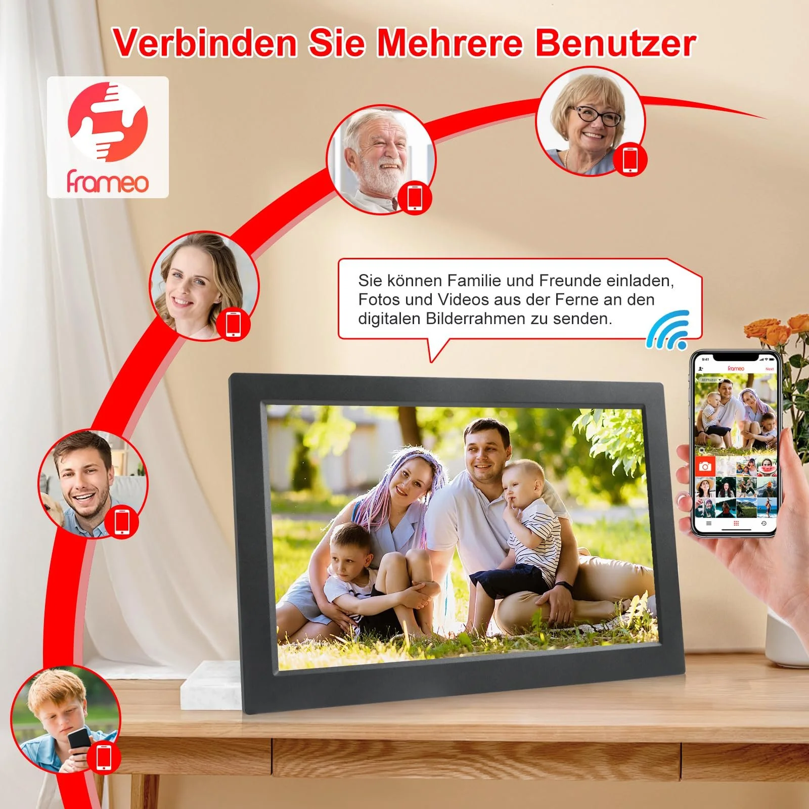 Цифровая фоторамка FRAMEO 10.1 дюйма WiFi 1280 x 800 HD IPS LCD Touchscreen 16 GB, фото №4