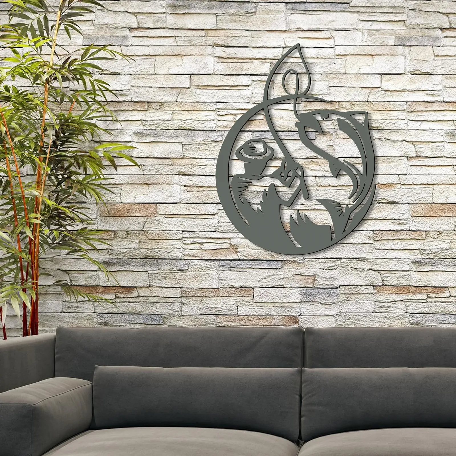 Наклейка на стіну XXL Рибальська дерев'яна табличка МДФ 12 кольорів, фото №2