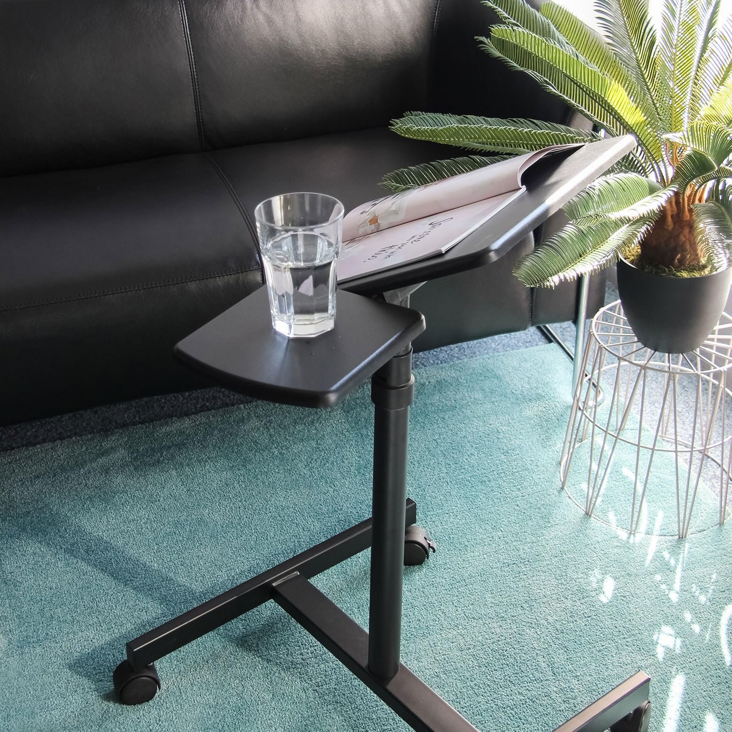 Столик-стійка для ноутбука hjh OFFICE VM-SL 802110 з полицею для мишки, обертається, регулюється по висоті, з колесами, фото №6